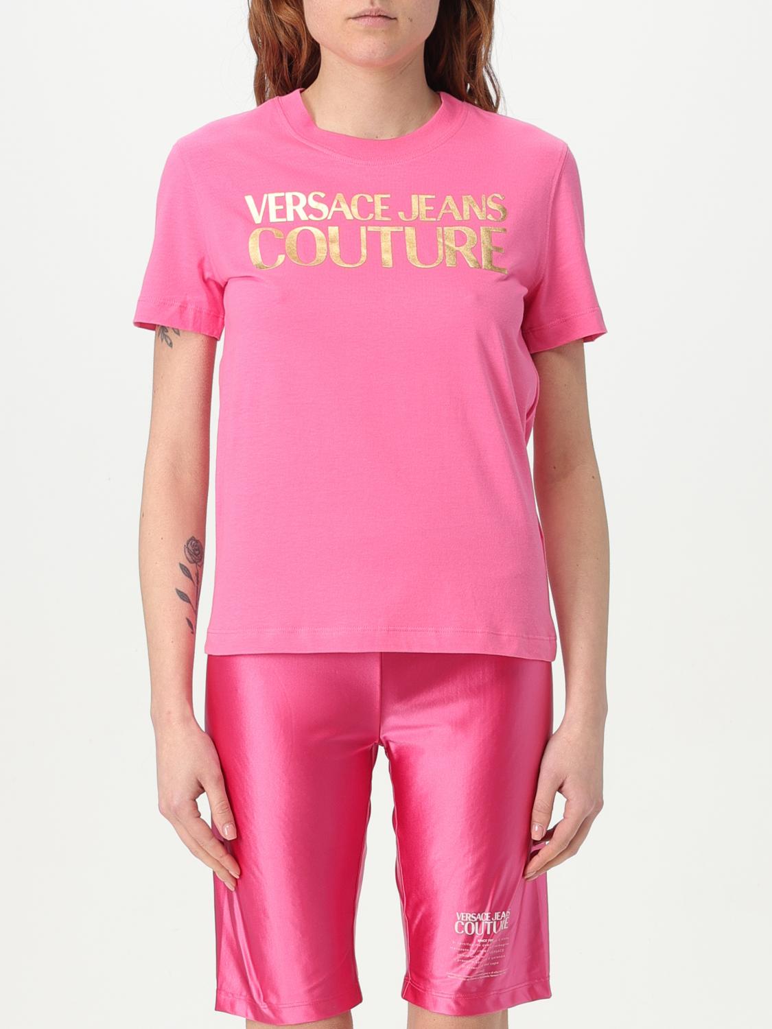 VERSACE JEANS COUTURE T-Shirt Woman color Pink　VERSACE JEANS COUTURE Tシャツ 女性カラー ピンク VERSACE