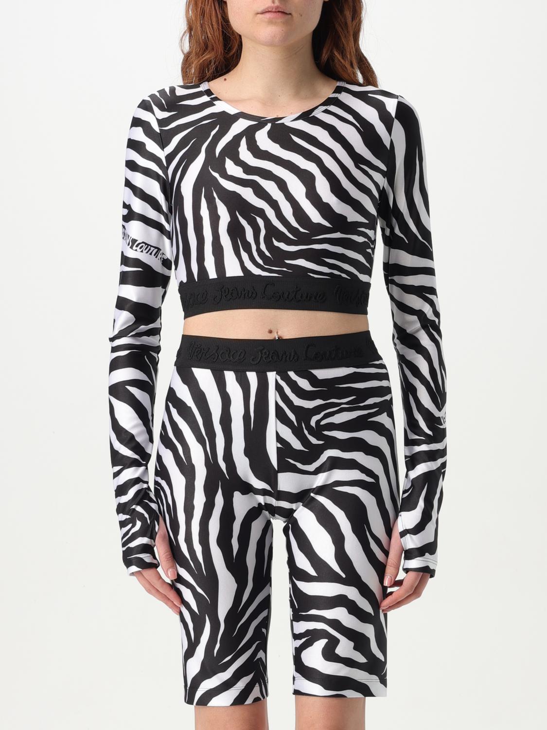 Versace Jeans Couture Zebra-print Shorts In Black