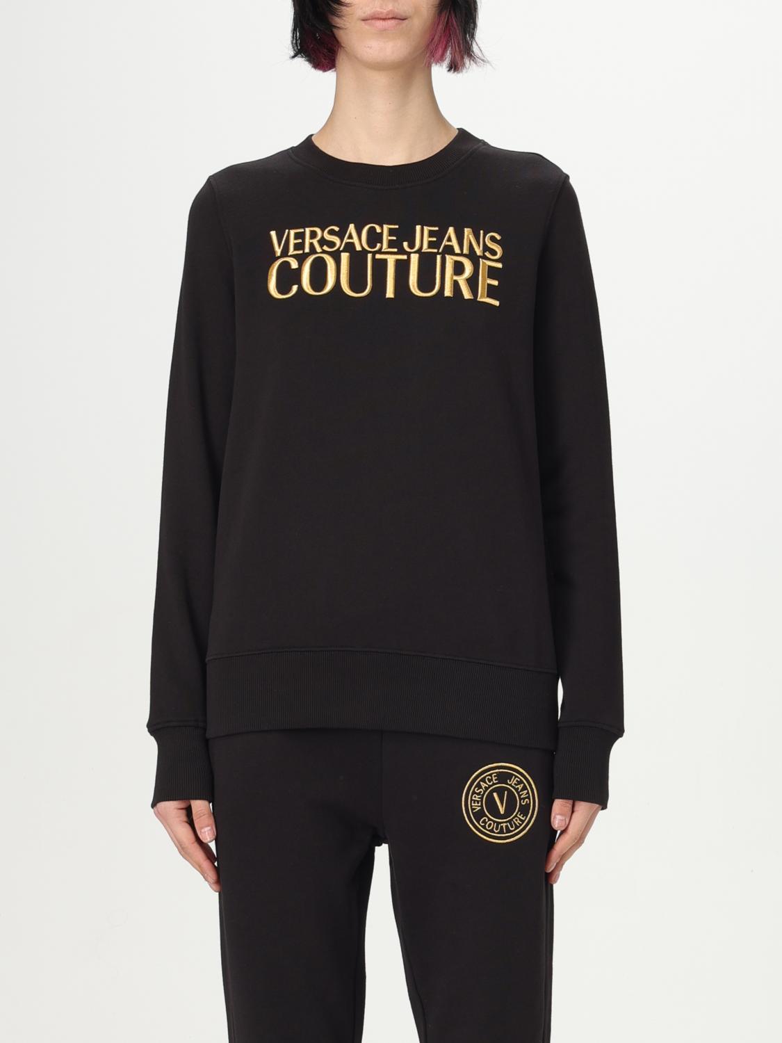 VERSACE JEANS COUTURE Sweatshirt Woman color Black　VERSACE JEANS COUTURE スウェットシャツ レディース カラー ブラック VERSACE