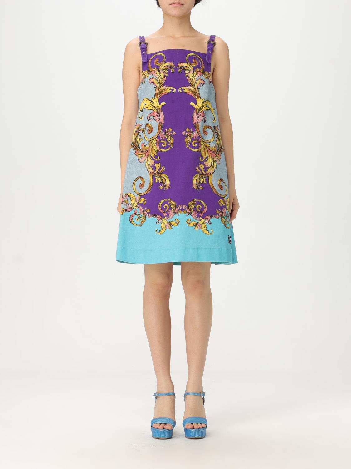 Versace Jeans Couture Outline Barocco Dress In Violet