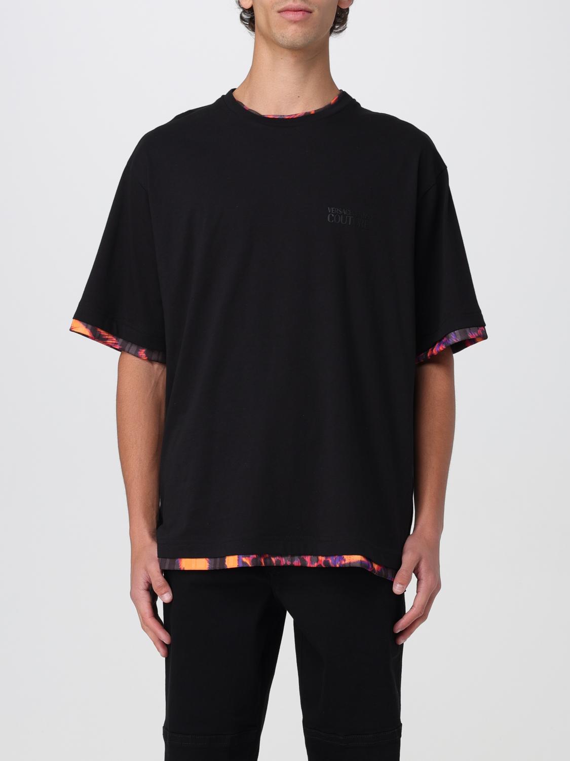 VERSACE JEANS COUTURE T-Shirt Men color Black　VERSACE JEANS COUTURE Tシャツ メンズ カラー ブラック VERSACE