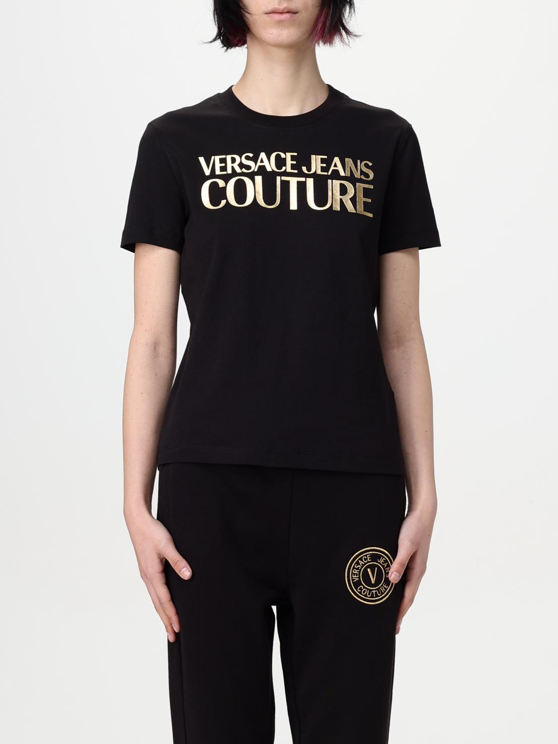 Versace Jeans Couture Shimmering Mesh Panel T-shirt In Black