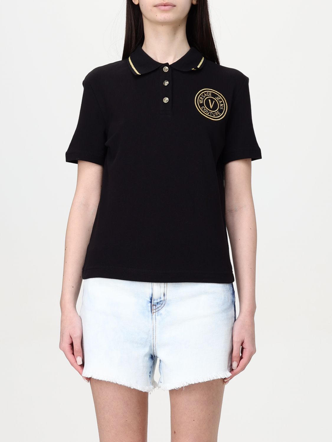 Shop Versace Jeans Couture Polo Shirt Woman Color Black
