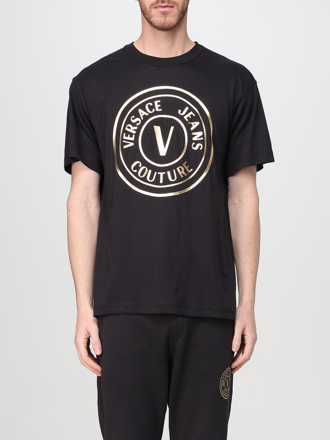 VERSACE JEANS COUTURE T-Shirt Men color Black　VERSACE JEANS COUTURE Tシャツ メンズ カラー ブラック VERSACE