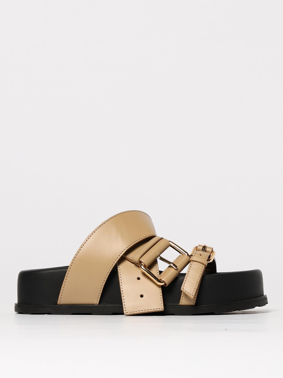 Moschino Flat Sandals Couture Woman Color Beige In Beige