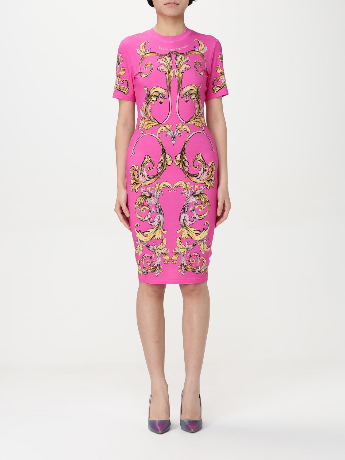 Versace Jeans Couture Outline Barocco T-shirt Mini Dress In Pink