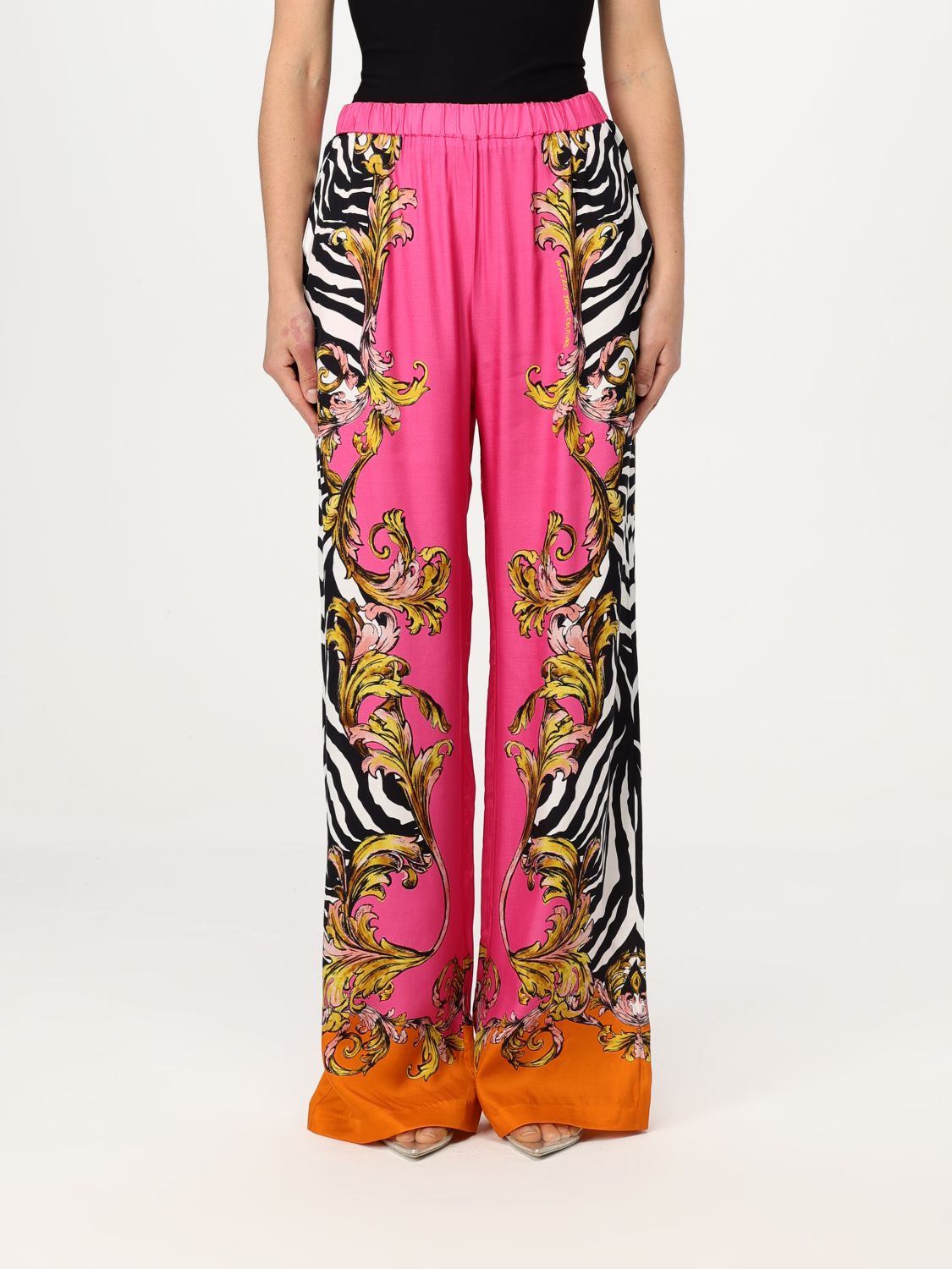 Versace Jeans Couture Hose Mit Barocco-umriss In Pink
