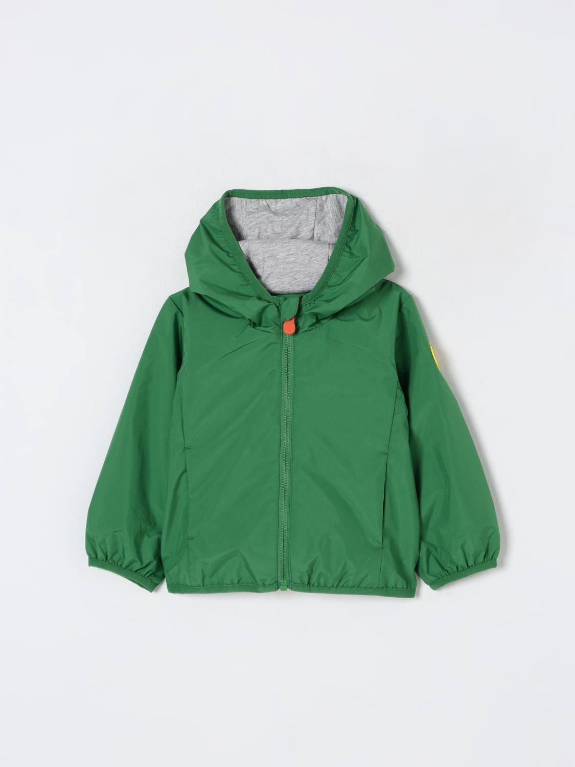 Save The Duck Green Windbreaker Jacket For Baby Boy With Logo In Green