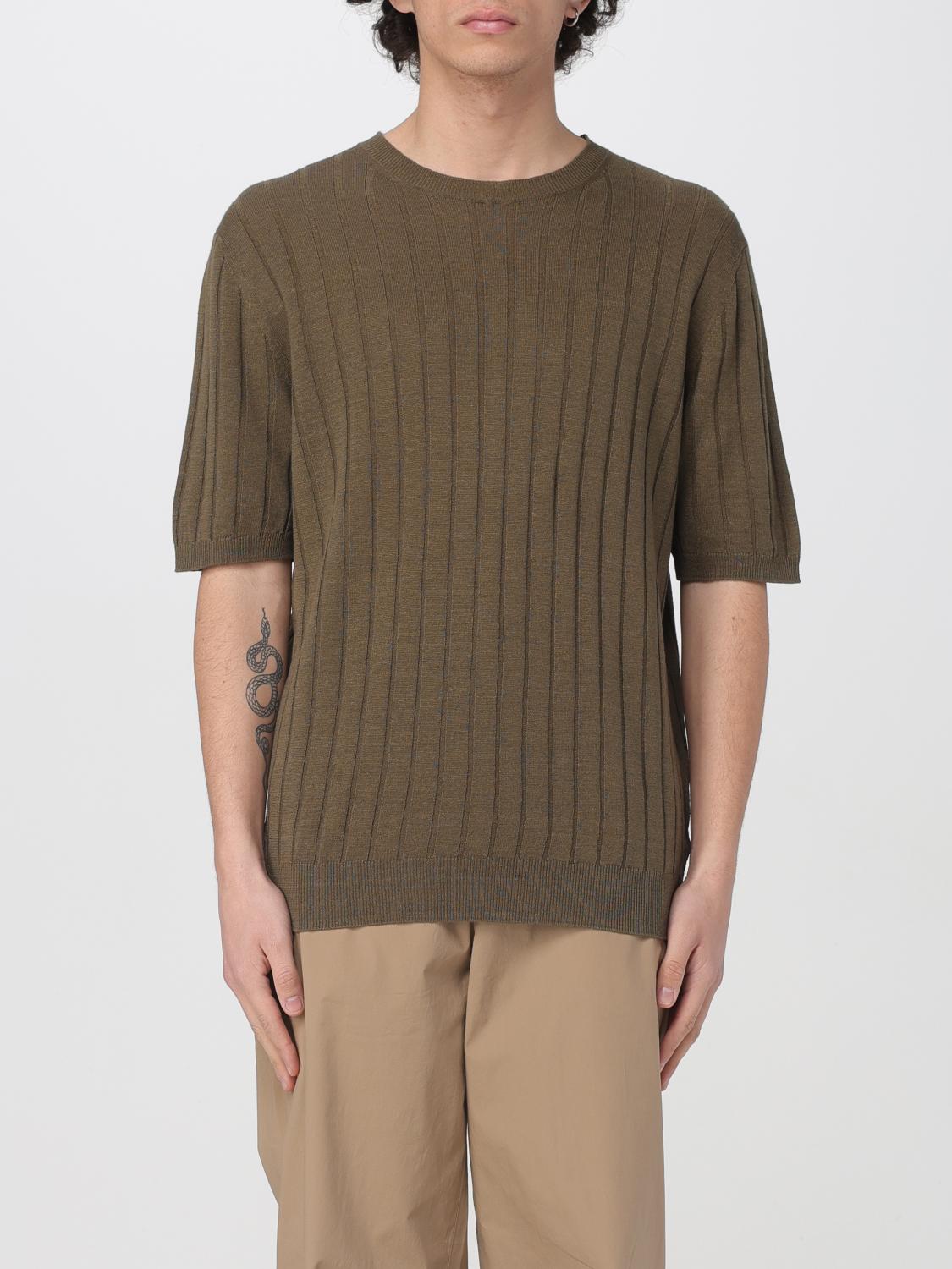 Boglioli Crewneck Green Flat-ribbed Linen In Green