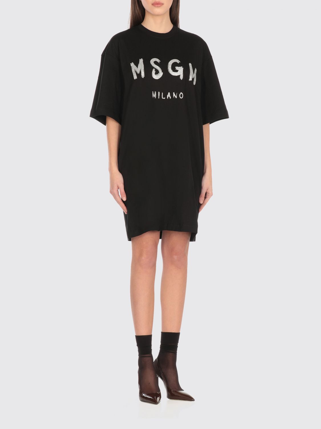 Shop Msgm Dress Woman Color Black