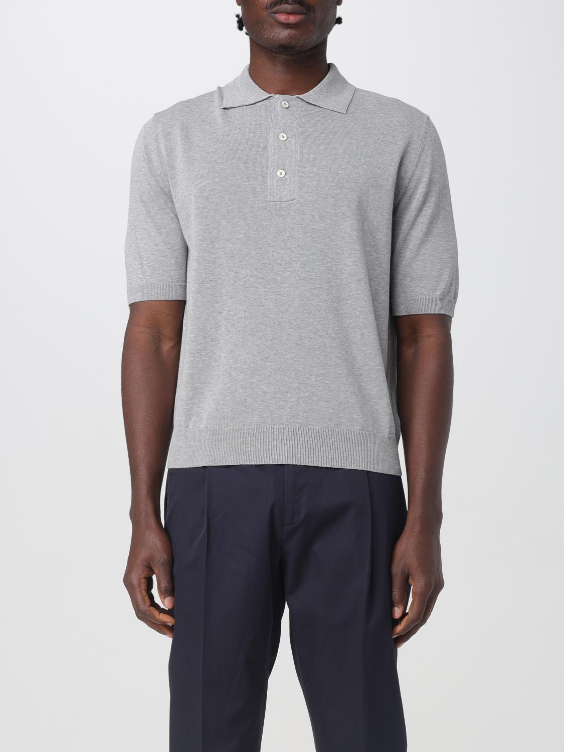 Zanone Classic Grey Cotton T-shirt With Buttoned Placket In Grey