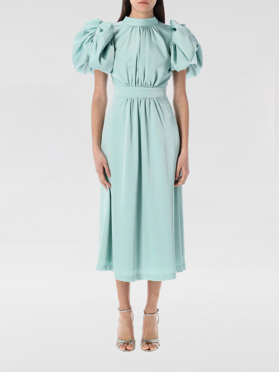 Rotate Birger Christensen Rotate Birgerchristensen Satin Puff Midi Dress In Blue