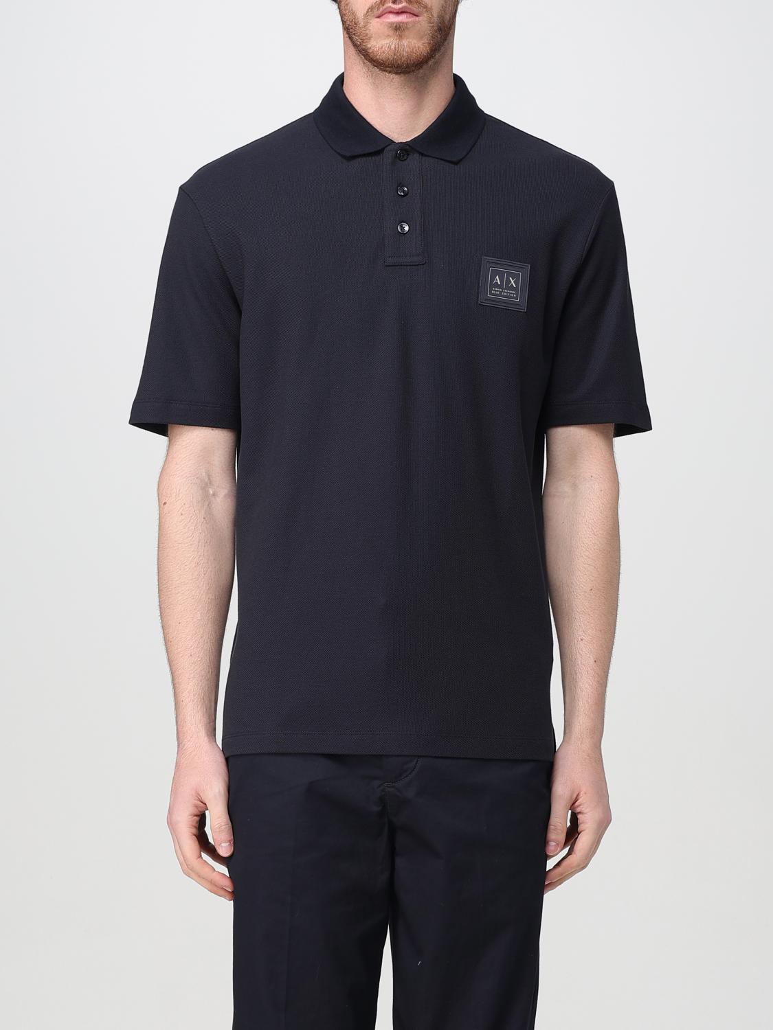 Armani Exchange Regular Fit Pique Polo In Navy