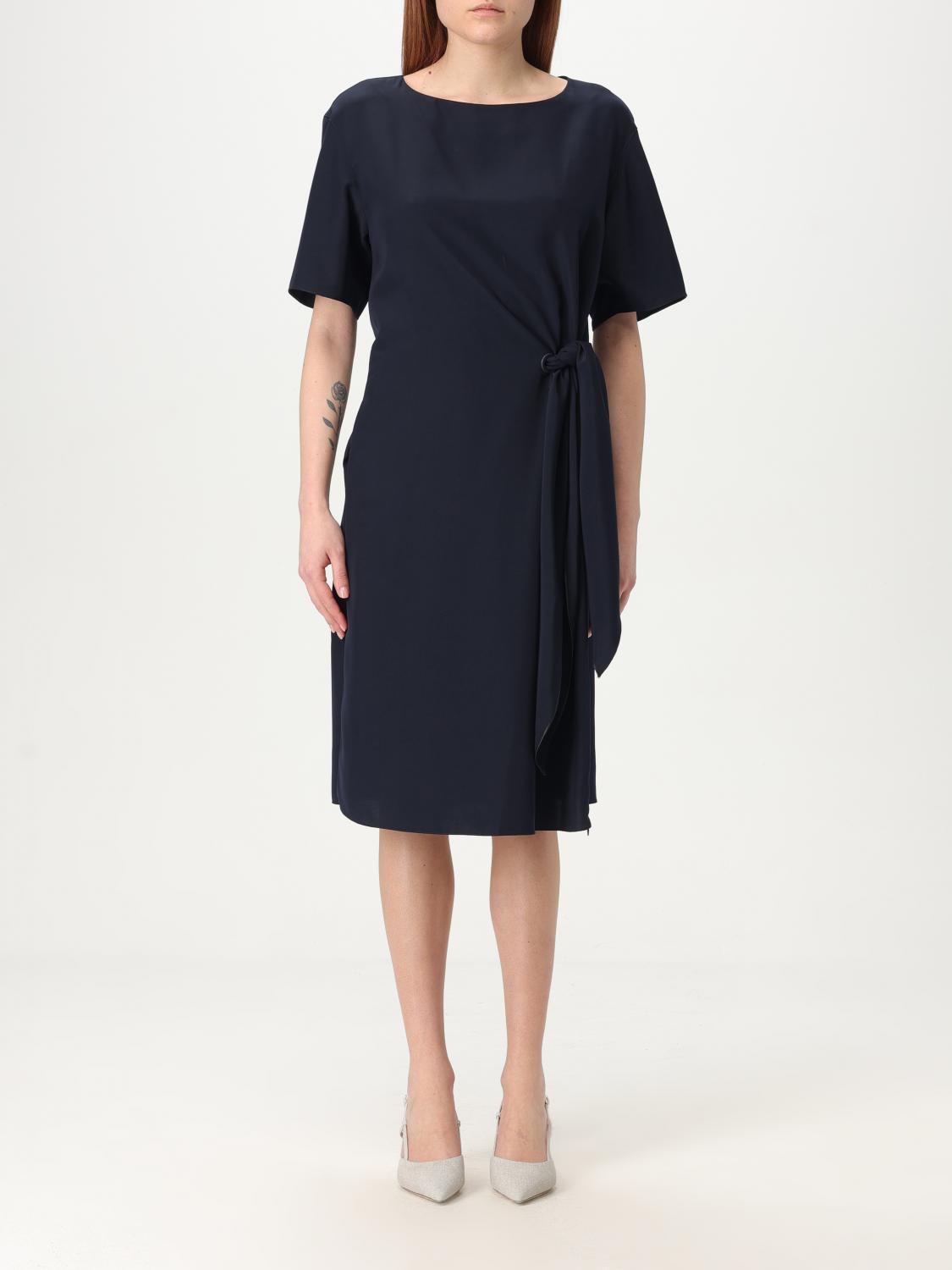 Emporio Armani Women's Midi Dress With Waist Knot In Blue