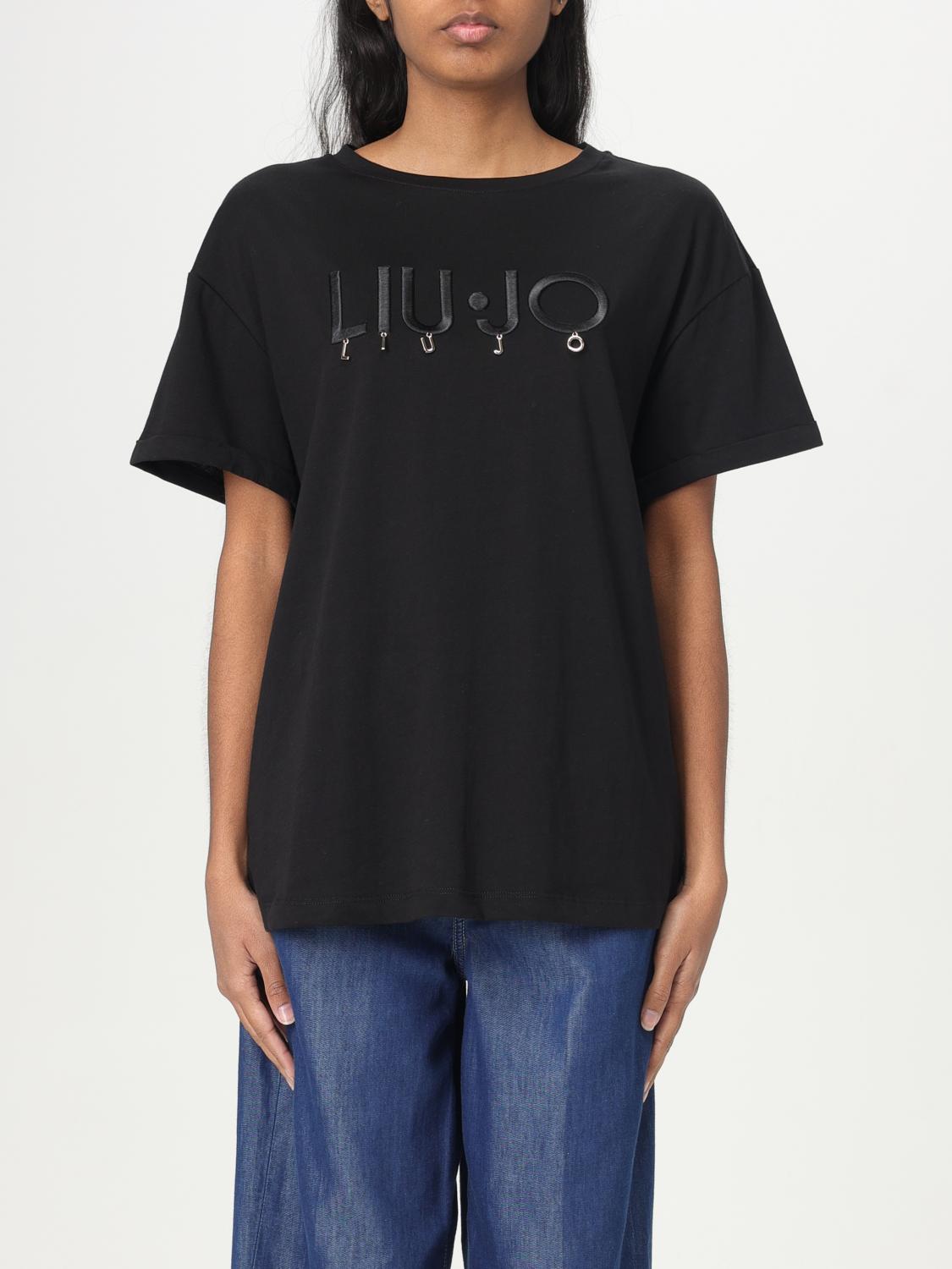 Liu •jo Liu Jo Logo Embellished Crewneck T In Black