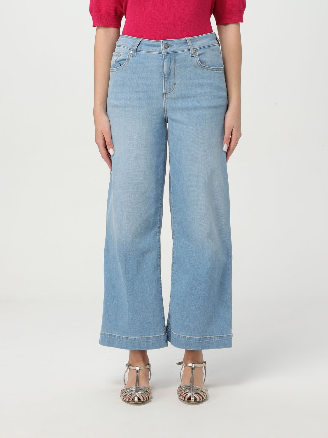 Liu •jo Liu Jo High-waisted Flared Jeans With Rhinestone Details In Navy