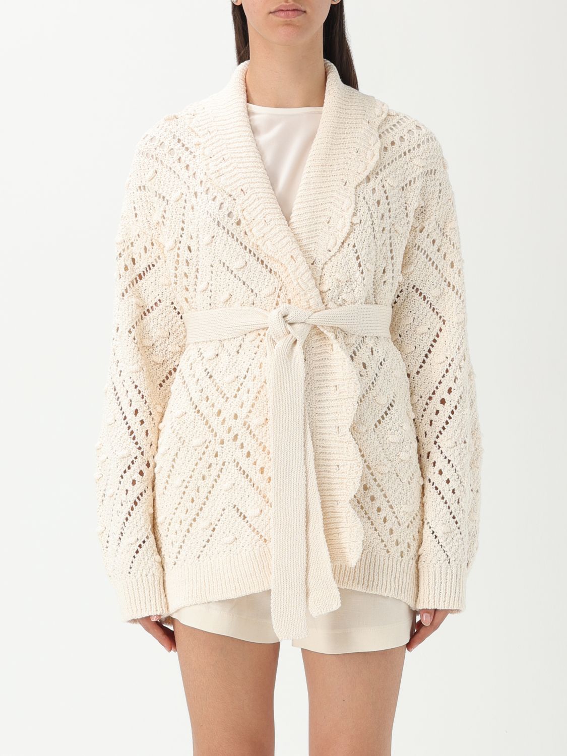 Twinset Cardigan Woman Color White In Neutral