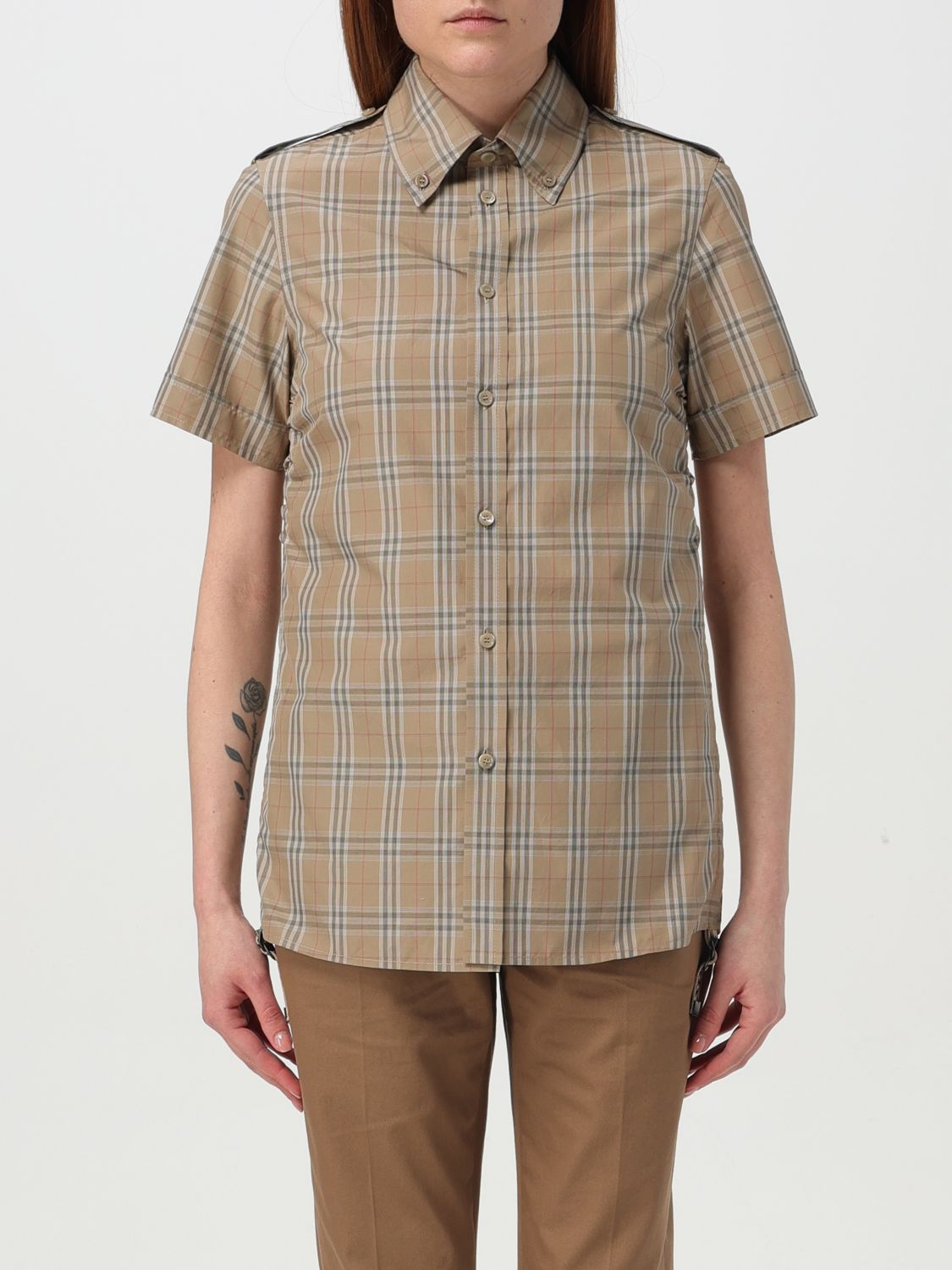 Shop Burberry Shirt  Woman Color Beige