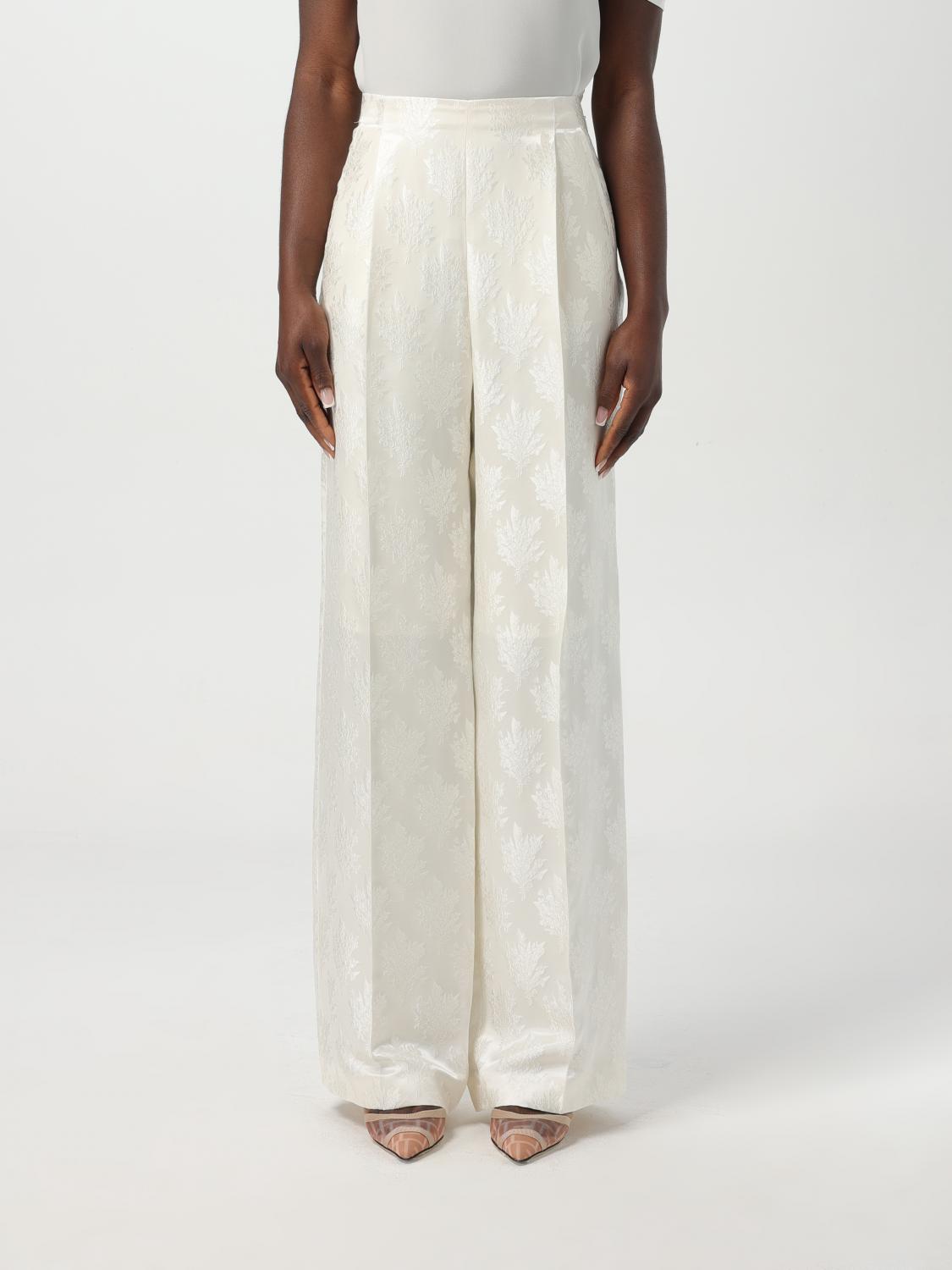 FENDI Pantalone elegante in misto seta con stampa floreale