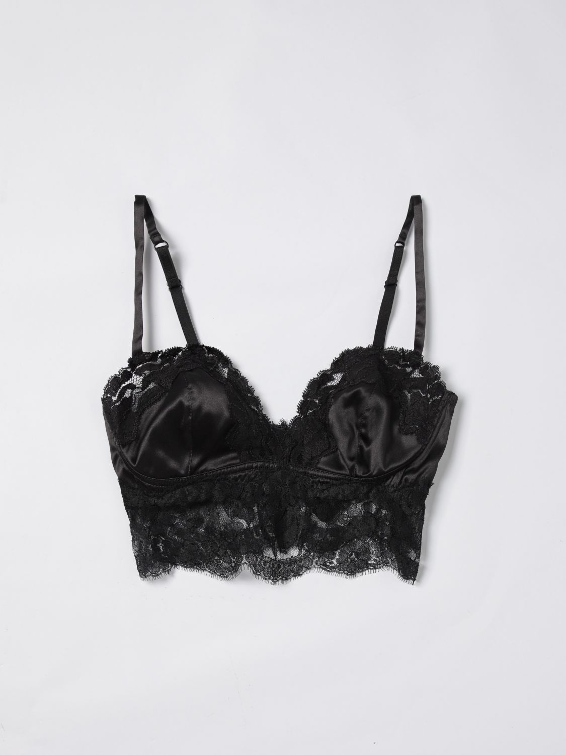 Dolce & Gabbana Stretch Satin Bra Lace Detailing In Black