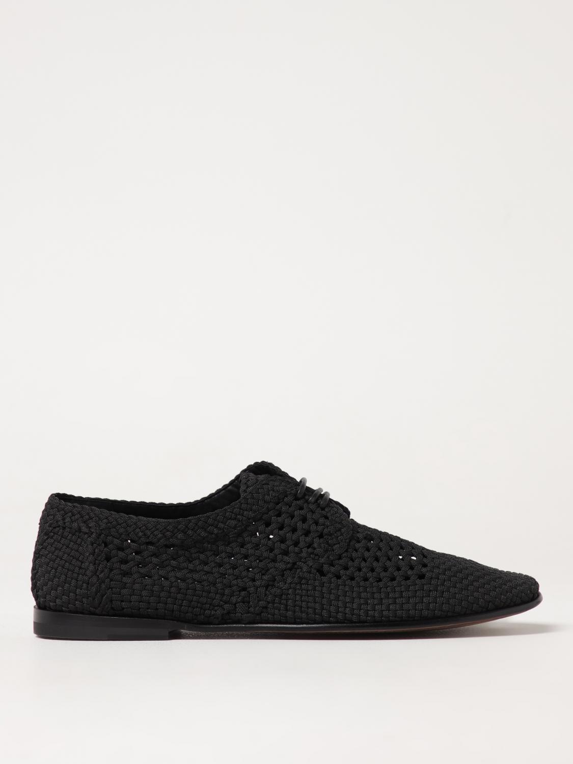 Dolce & Gabbana Black Lace-up Shoes With Woven Design In Black
