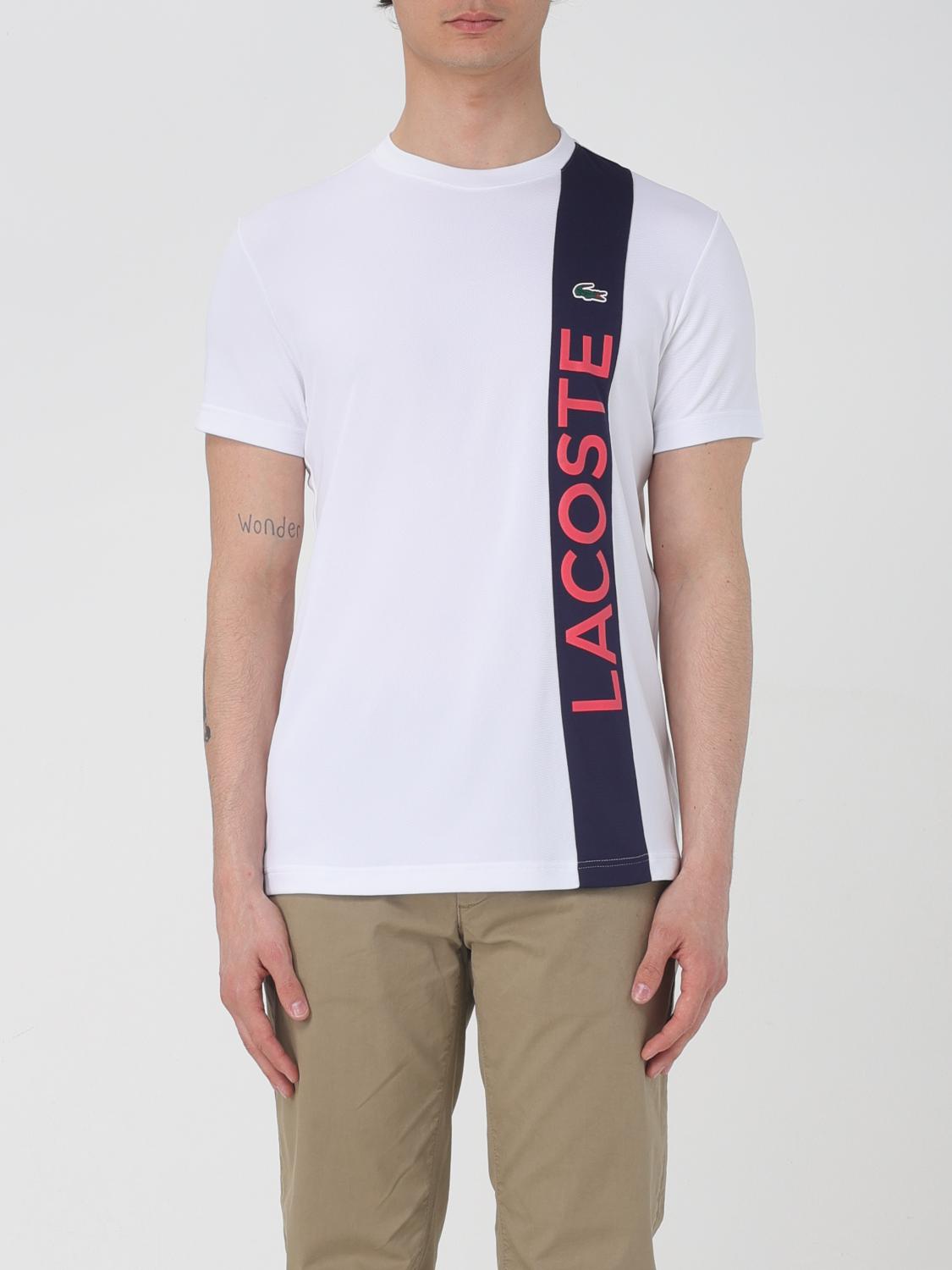 Lacoste Men's Ultra Dry Print Branding Sport T-shirt - L - 5 In White