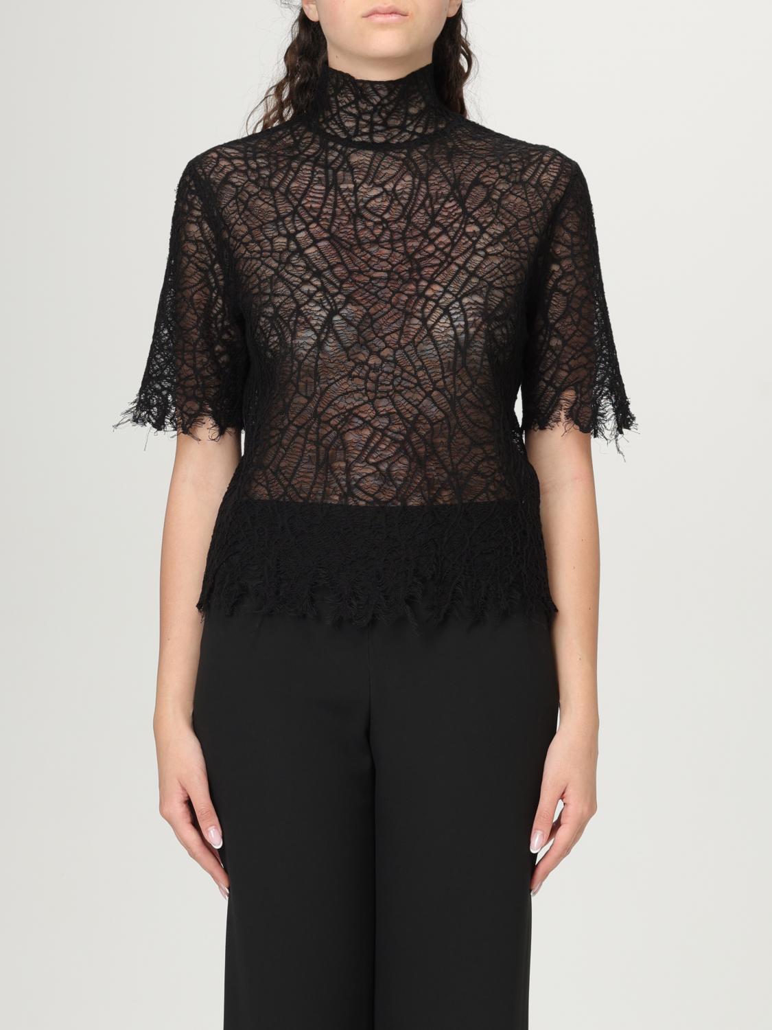 Alexander Mcqueen Black Knitted Cobweb Lace Top