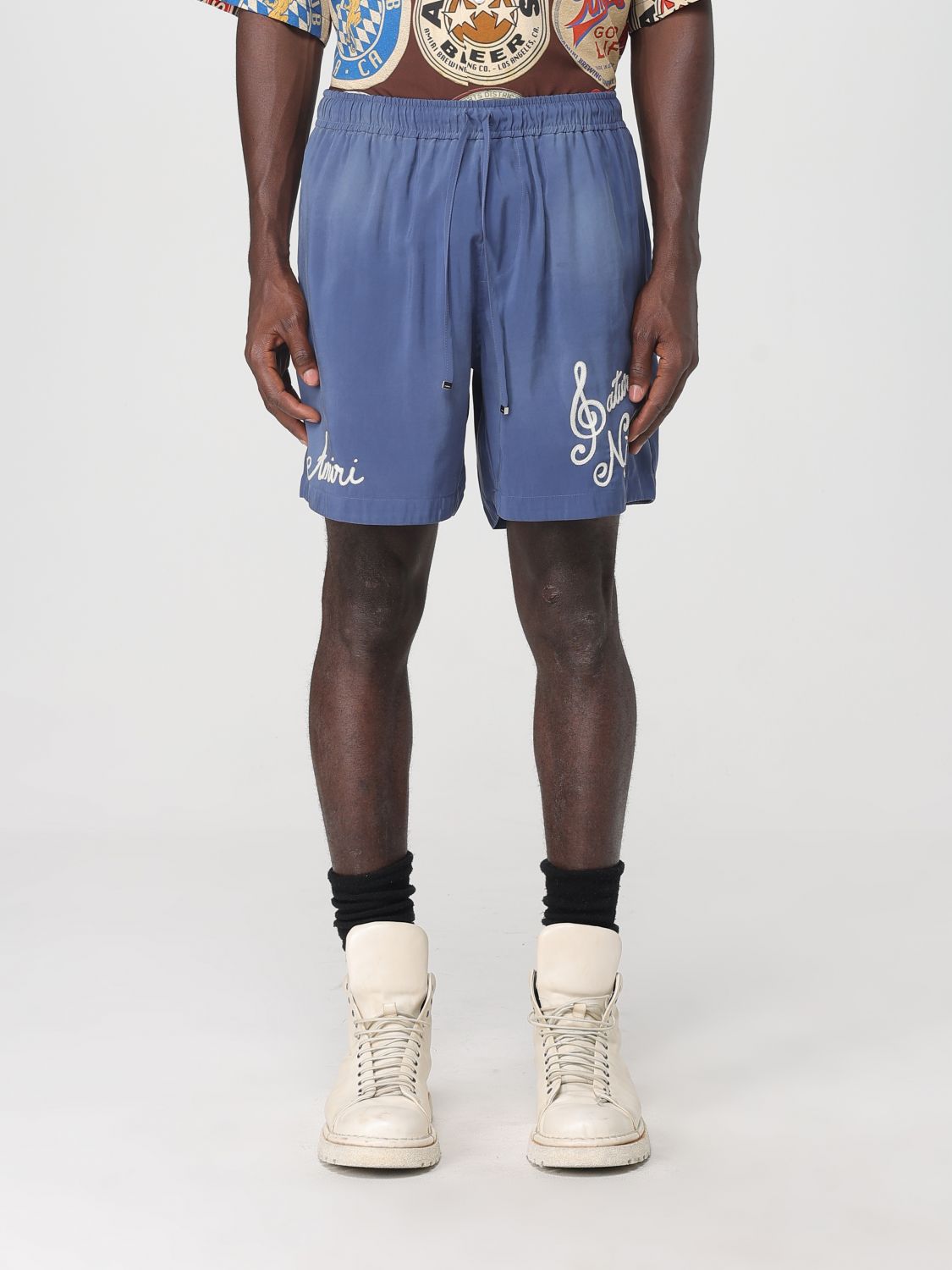 Amiri Saturday Night Bermuda Shorts In Blue