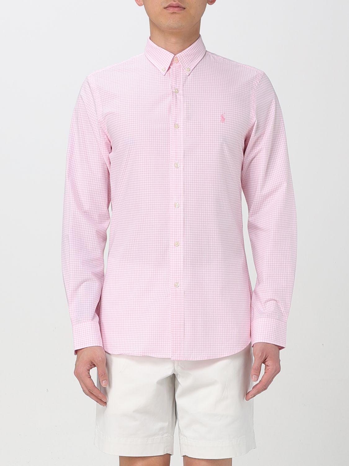 Polo Ralph Lauren Custom Fit Stretch Poplin Shirt Man Shirt Pink Size Xxl Cotton, Elastane In Pink