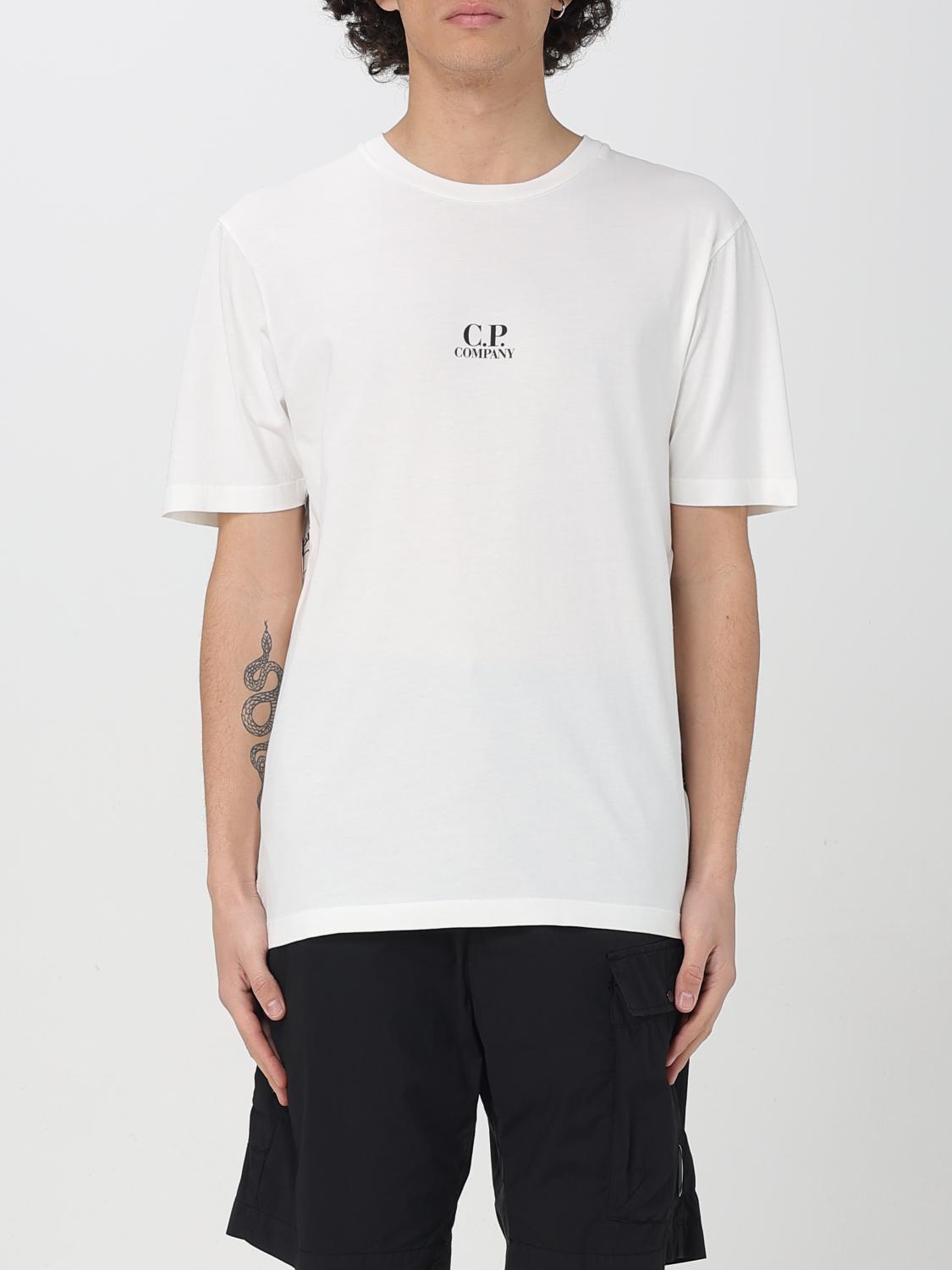 C.p. Company Cotton Crew Neck T-shirt With Graphic Print In Weiss