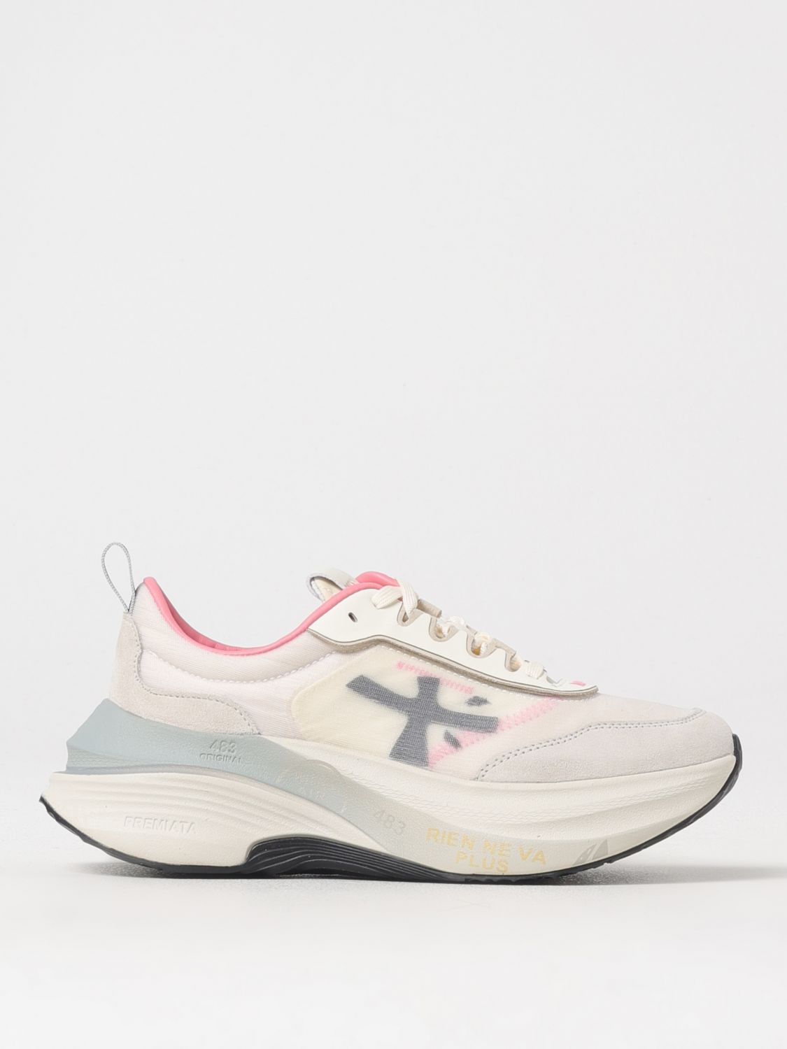 Premiata Hill 7509 Sneaker With Suede And Nylon Accents In White