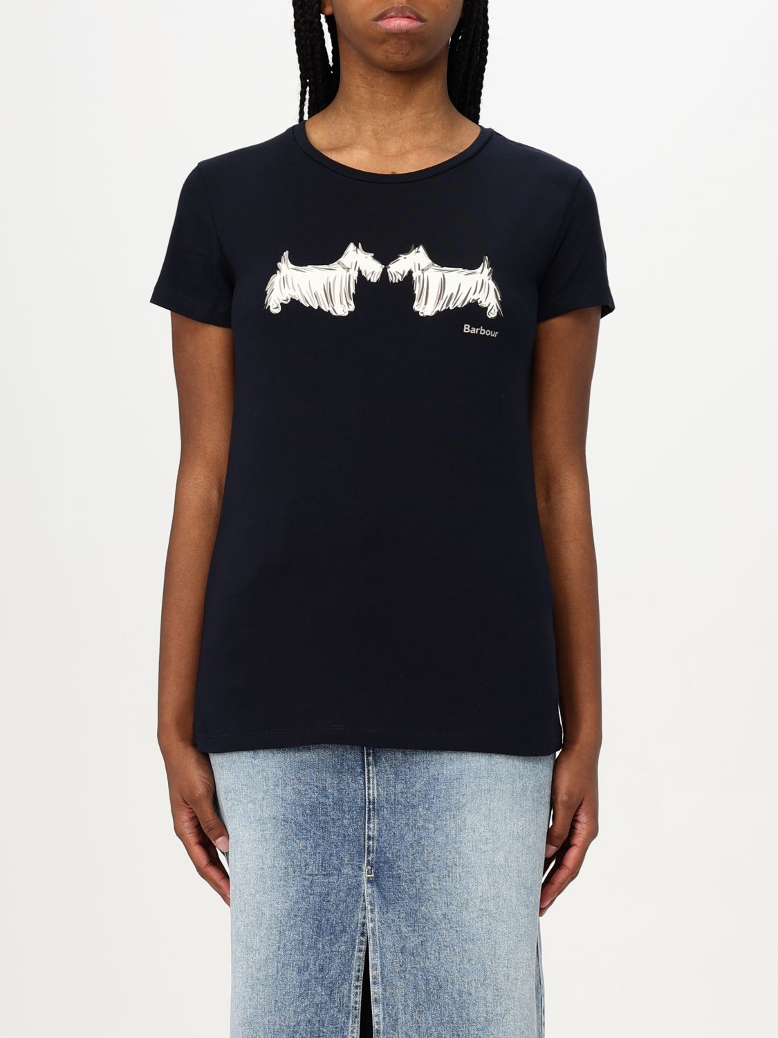 Shop Barbour T-shirt Woman Color Blue