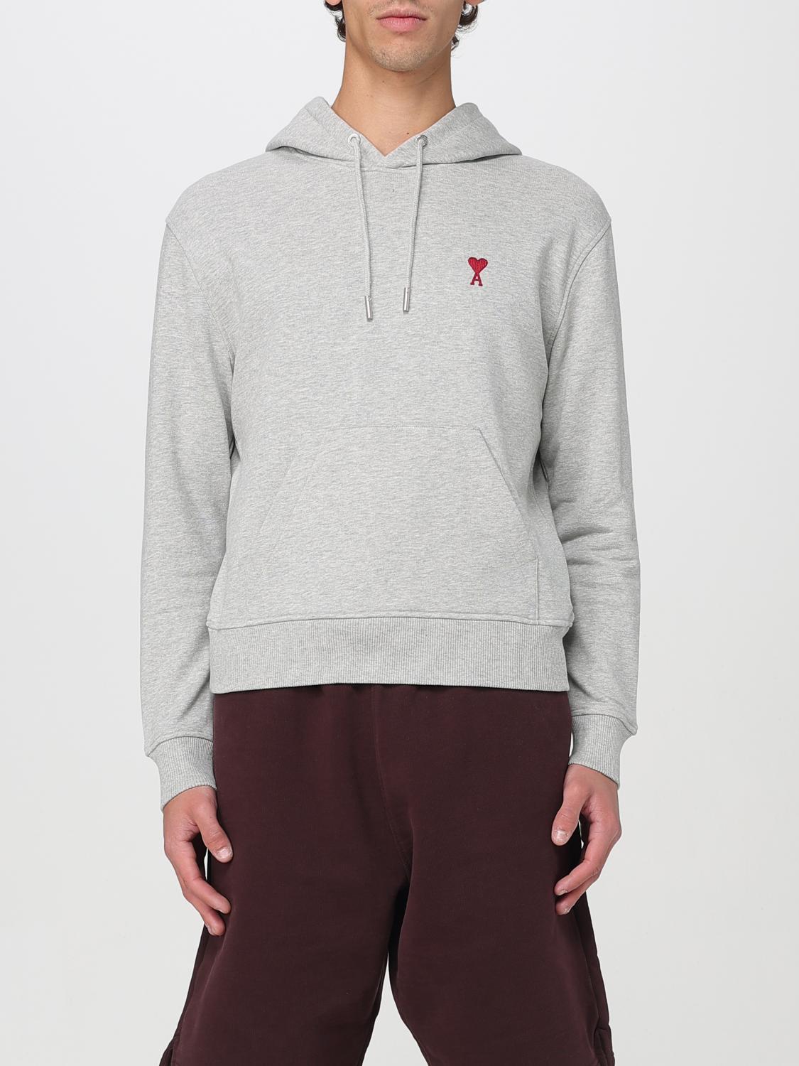 Ami Alexandre Mattiussi Ami Ami De Coeur Logo Embroidered Hoodie In Grey