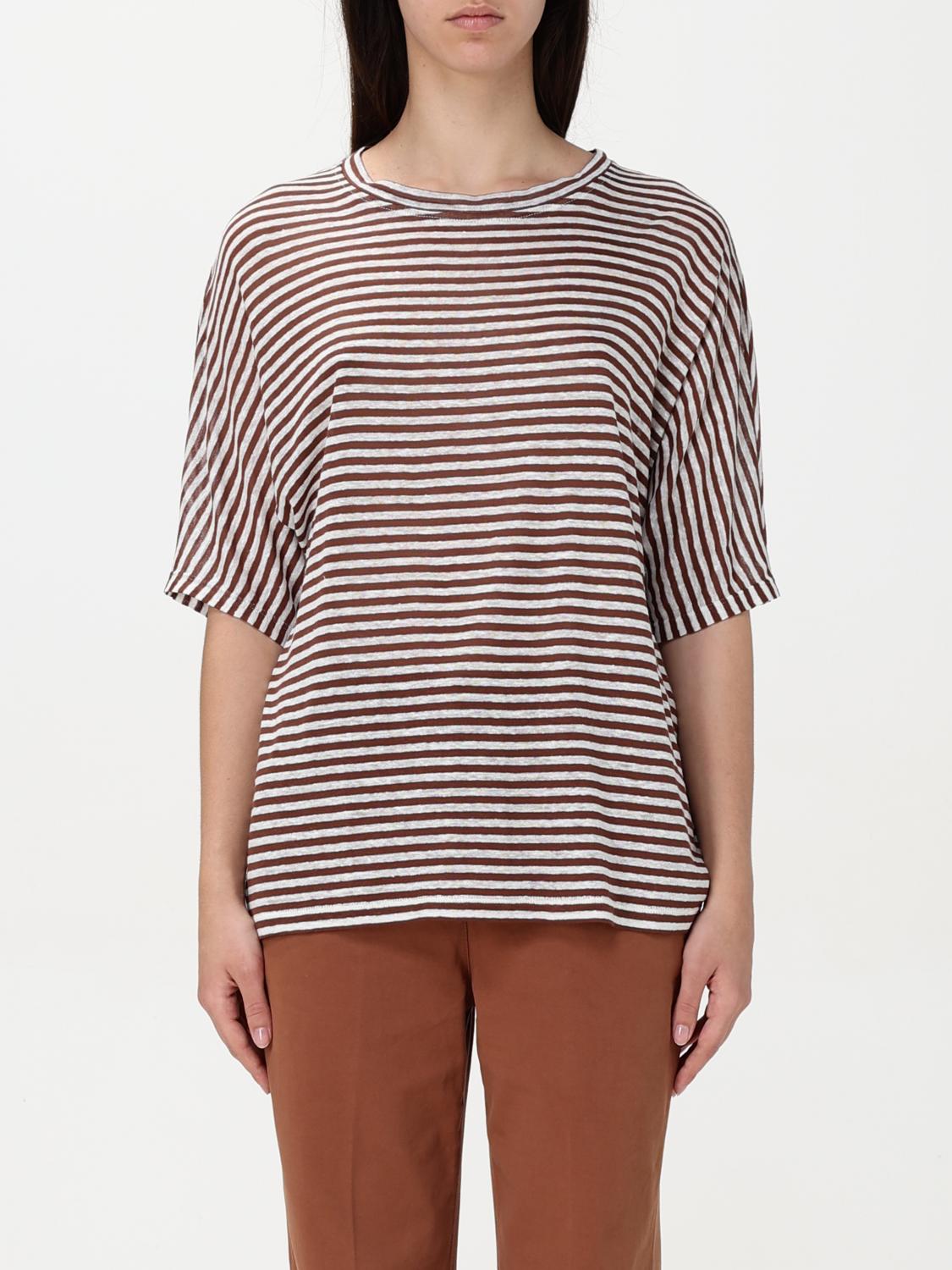Peuterey Linen-viscose Blend T-shirt With Striped Pattern In White 1