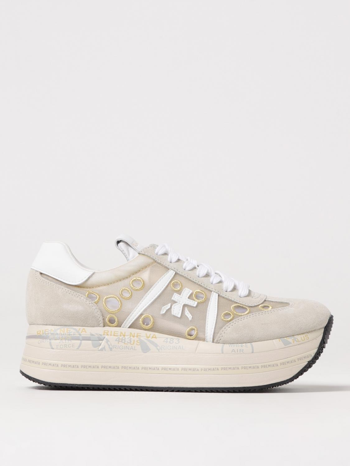 Premiata Suede Low Top Sneakers With Rubber Sole In Yellow