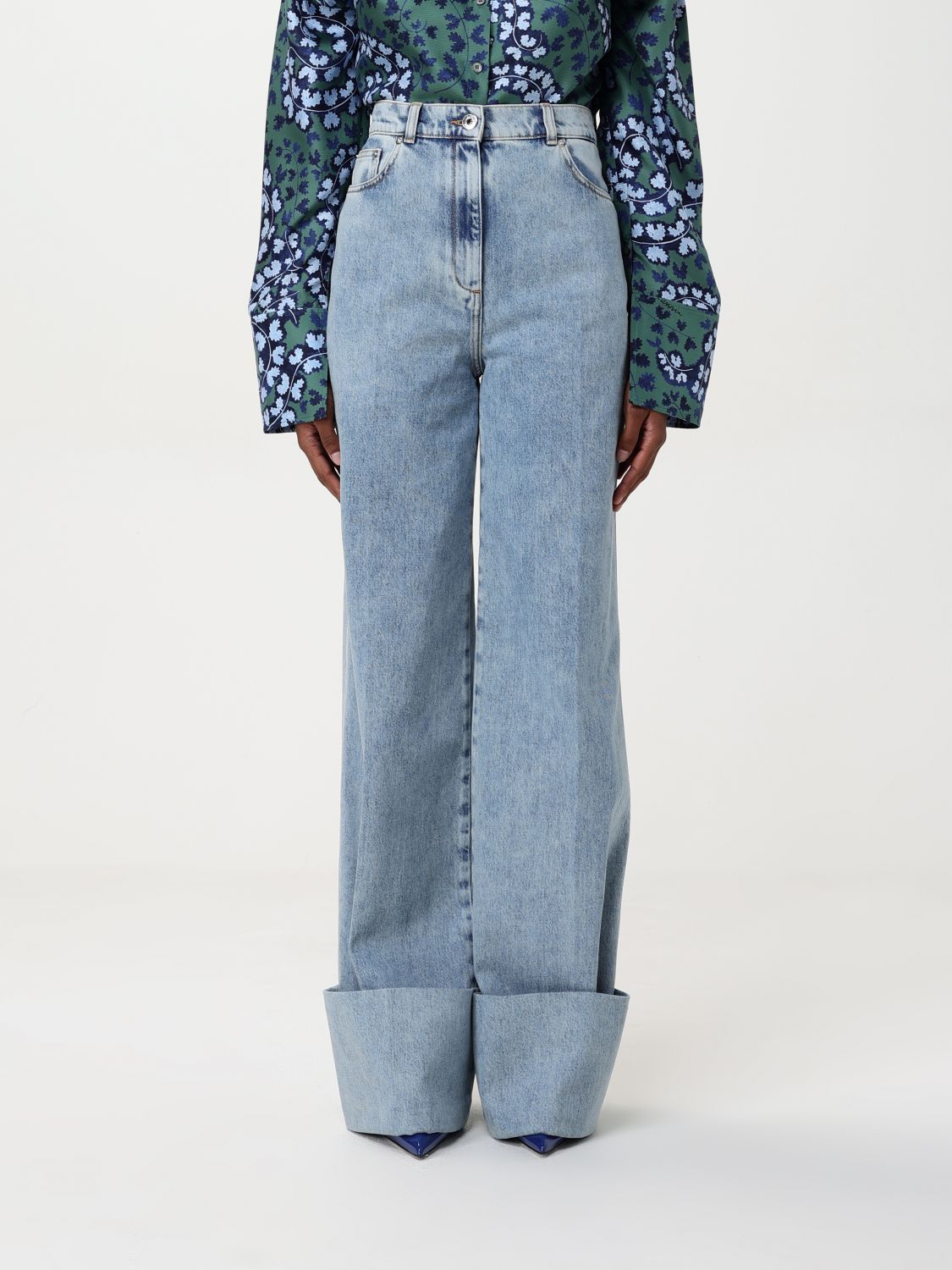 Lanvin Blue Wide-leg Cuffed Jeans In Blau