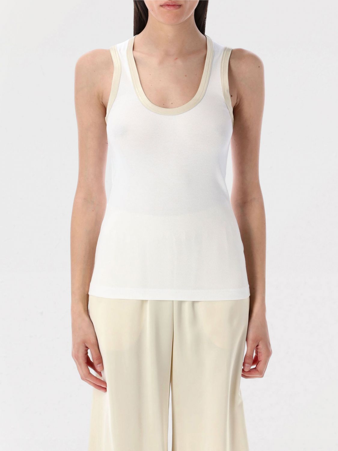 Fabiana Filippi White Top Featuring Bronze Lame Edges In White