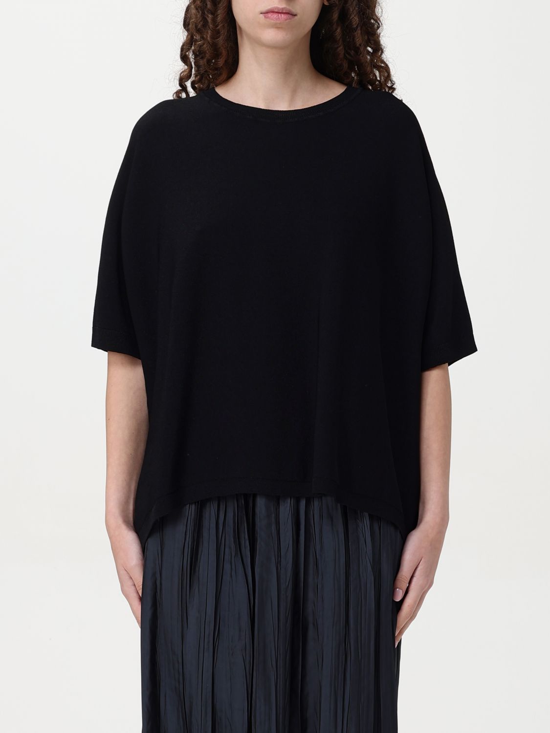 Roberto Collina Crewneck Short Sleeve Round Neck Cropped T-shirt In Schwarz