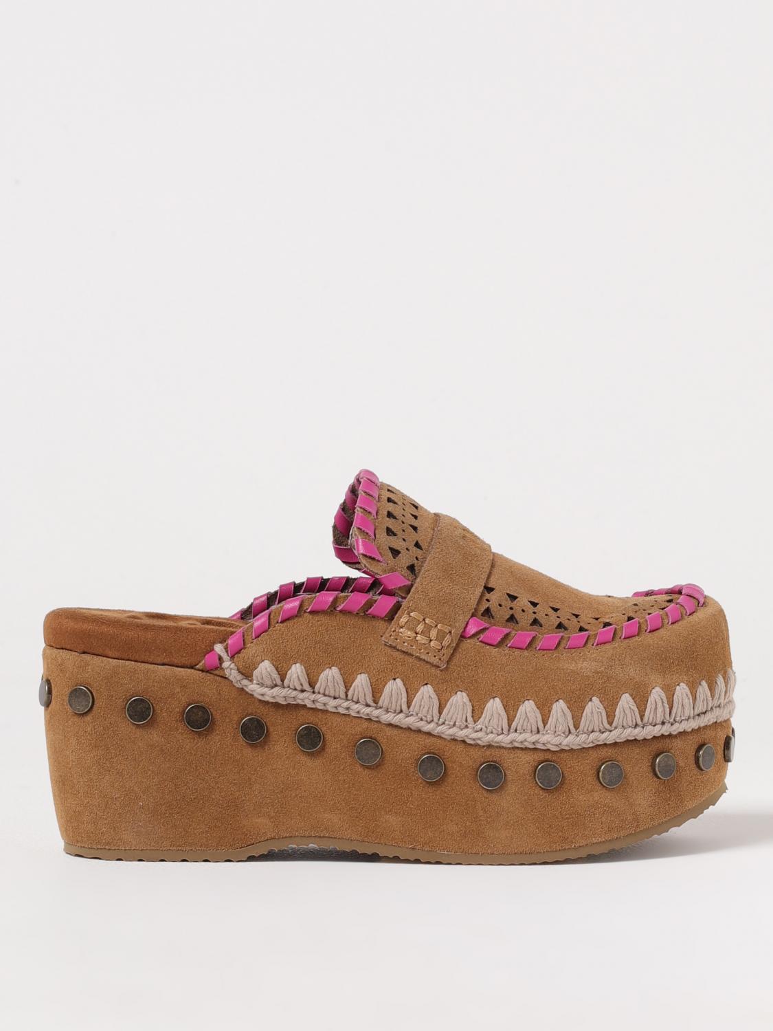 Mou Clogs Con Bordo All'uncinetto In Braun