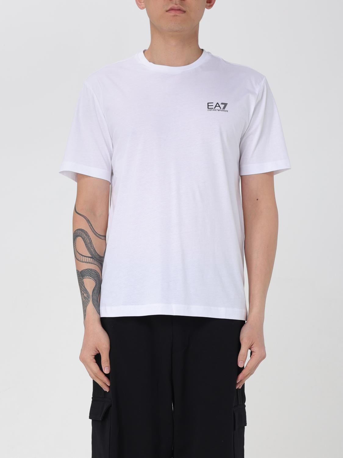 Ea7 Open-necked Black Shirt In White