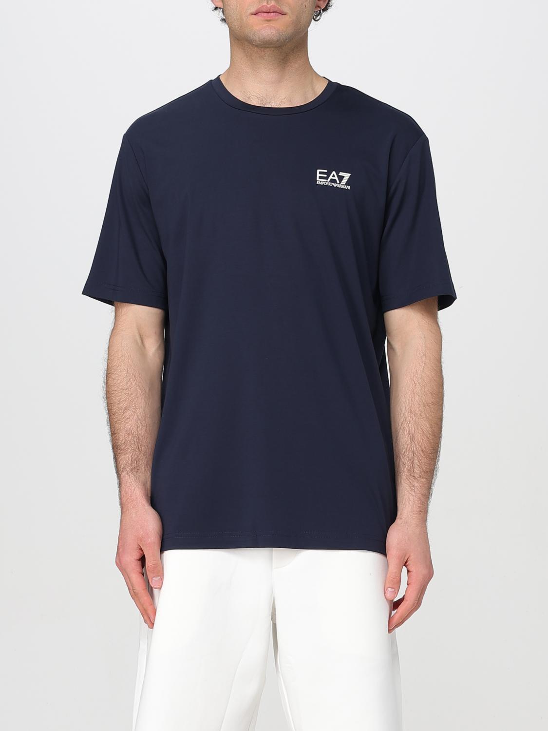 Ea7 Logo Series Cotton-jersey T-shirt In Blue