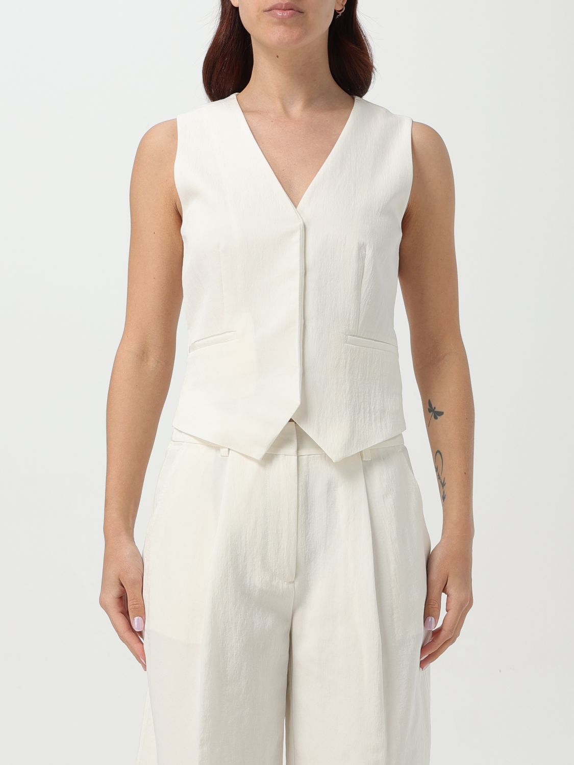 Calvin Klein Women's Linen Blend Pants In Weiss