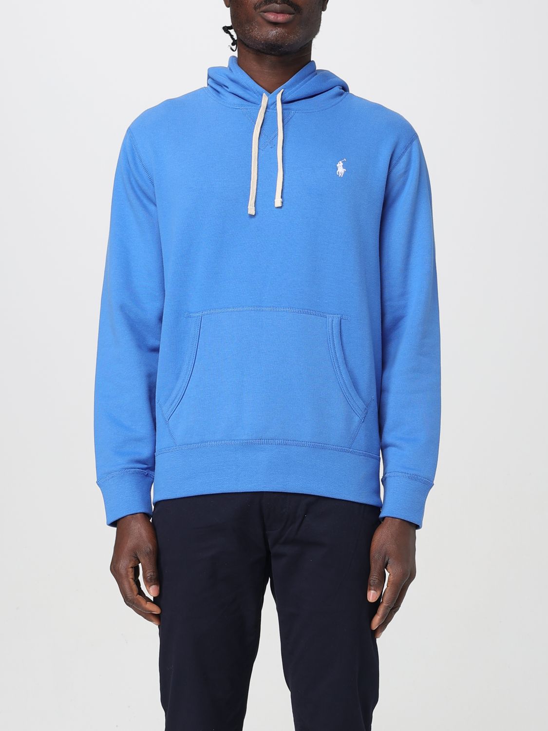 Polo Ralph Lauren Hooded Drawstring Hoodie In Blue