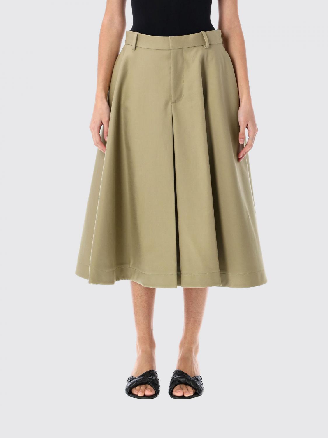Bottega Veneta Women Khaki Cotton Skirt In Neutral