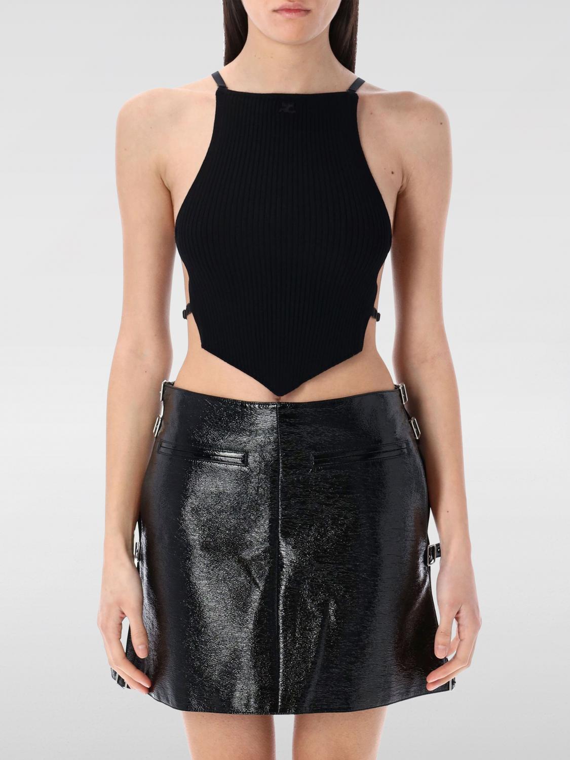 Shop Courrèges Top Woman Color Black In Schwarz