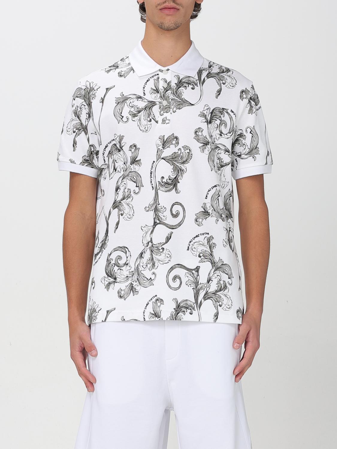 Versace Jeans Couture Barocco-print Polo Shirt In White