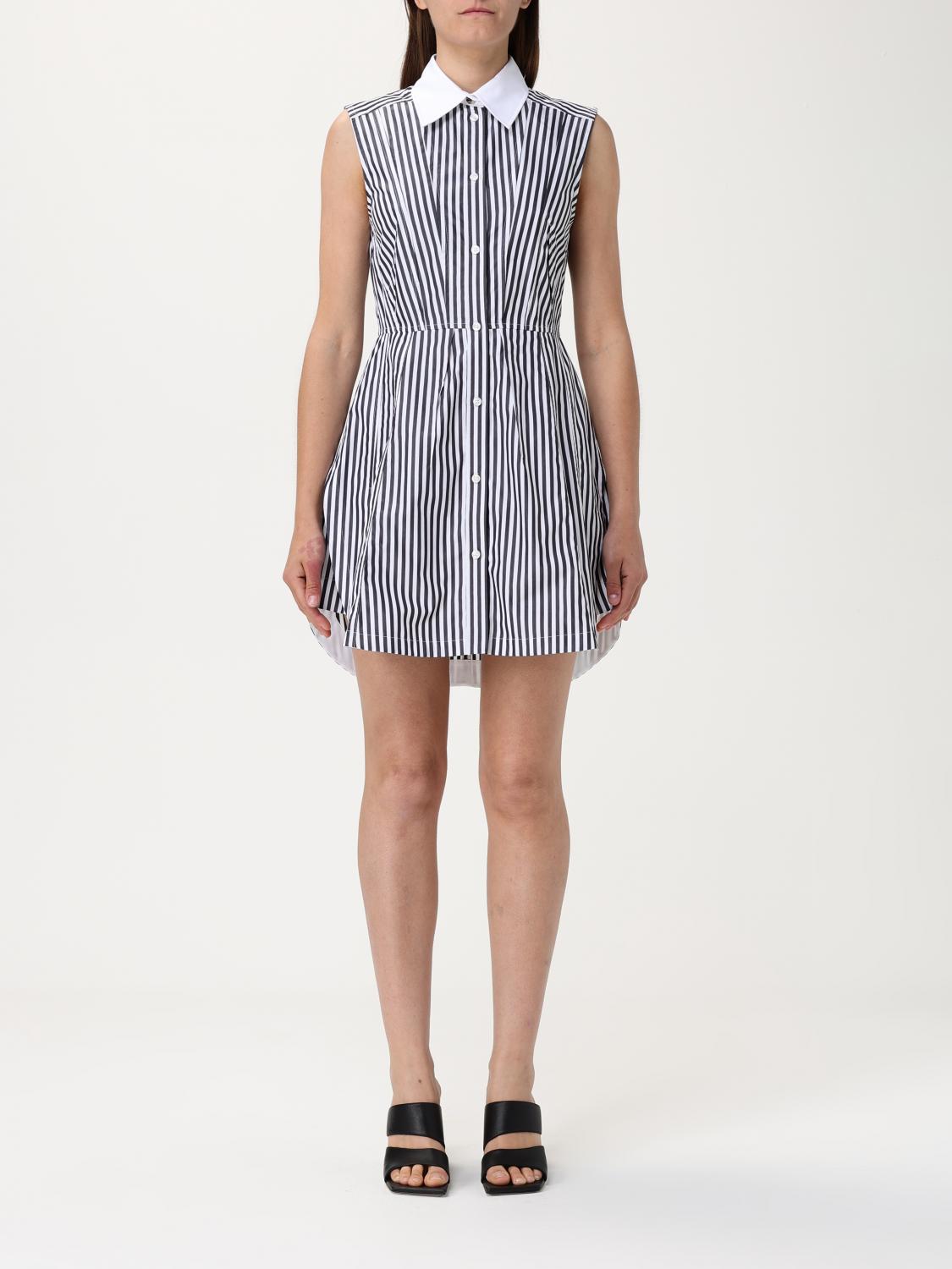 Sportmax Front Dart Striped Dress With Flared Hem