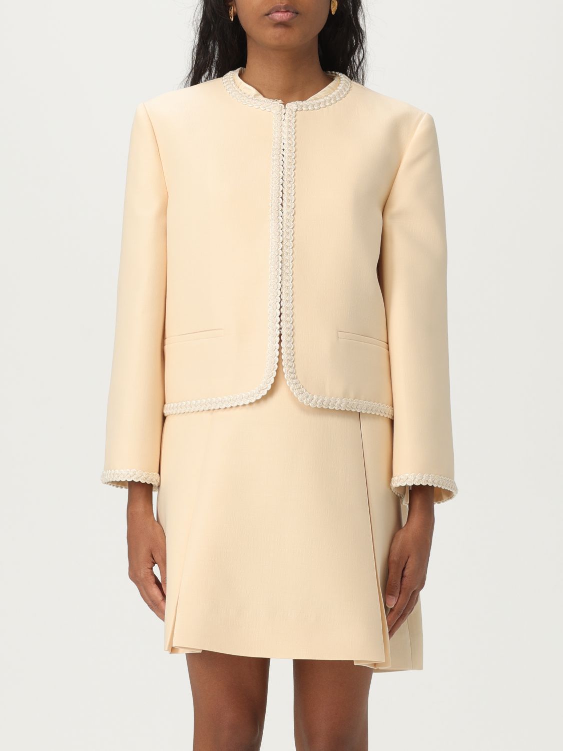Valentino Garavani Women Cream Crepe Couture Blazer
