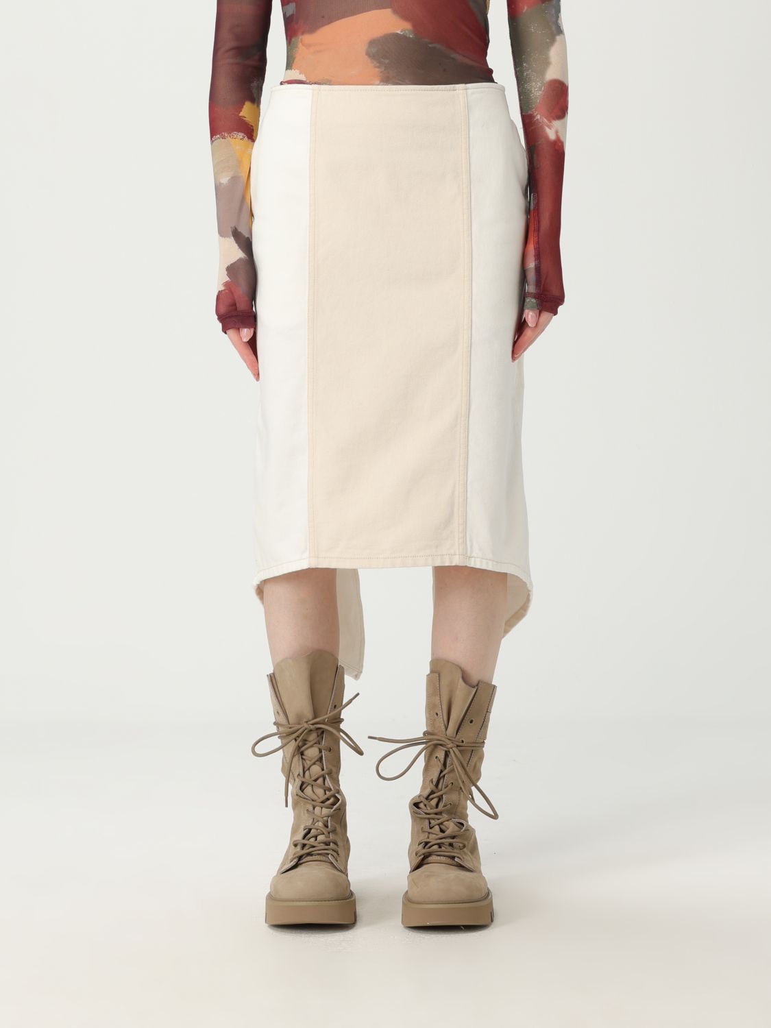 Jw Anderson J. W. Anderson Layered Midi Skirt With Unique Split Detail In Neutral