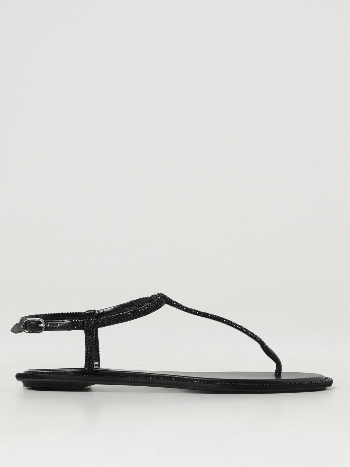 René Caovilla Rene Caovilla Flat Jewel Sandals In Black